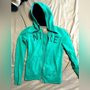 Teal blue Nike zip up hoodie small